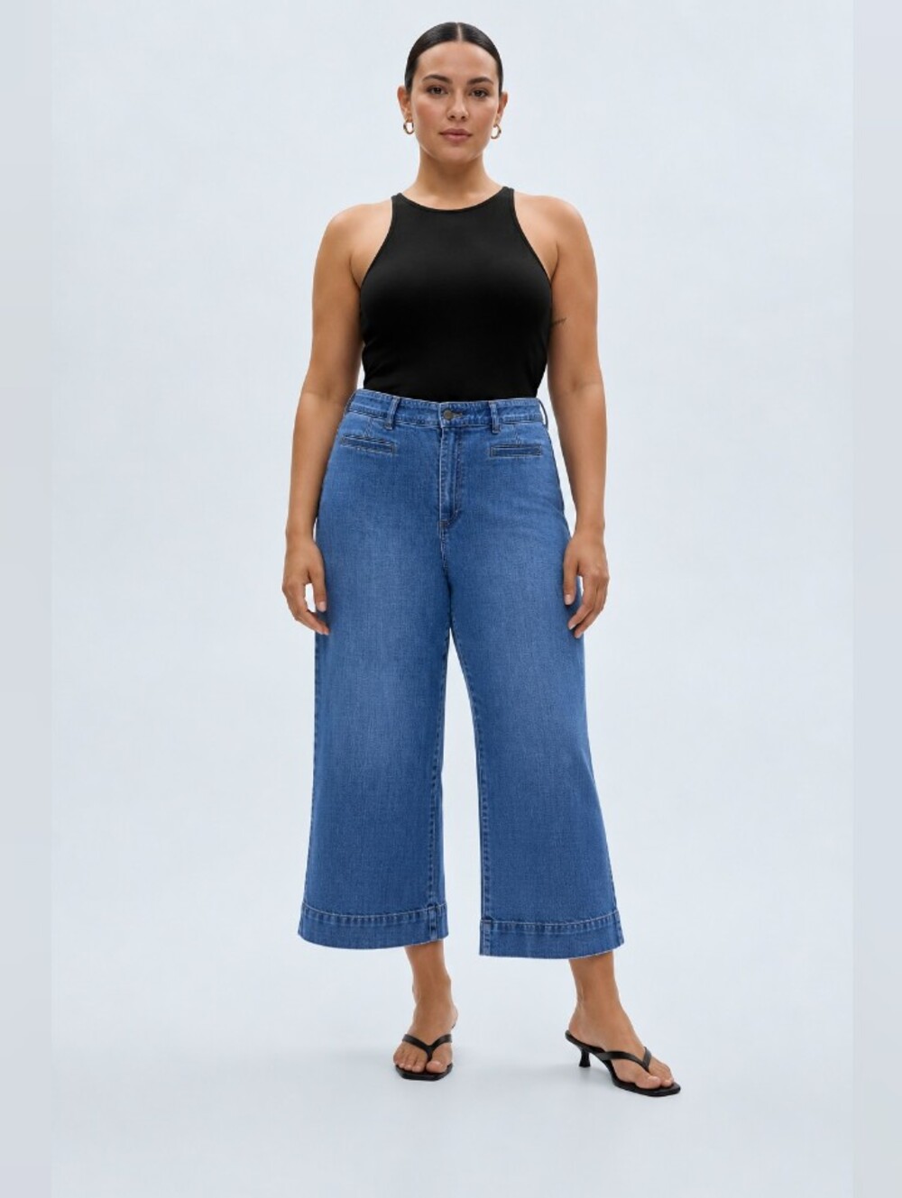 GAP Blue Wide-Leg Crop Jeans size 18 medium wash 40in Waist  26jn Inseam